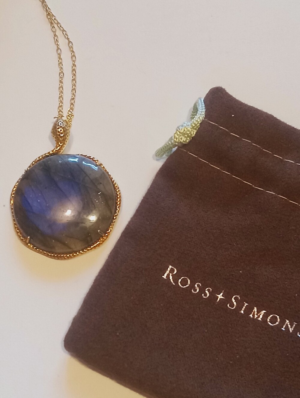 Ross Simons Labradorite Snake Necklace 14k Over Sterling Silver Peridot Eyes